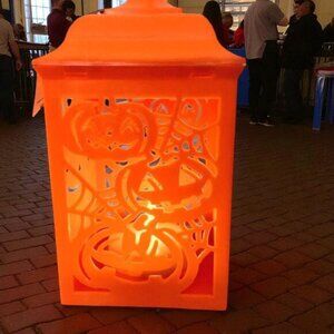 Orange  Pumpkin Halloween LED Flickering Plastic Lantern